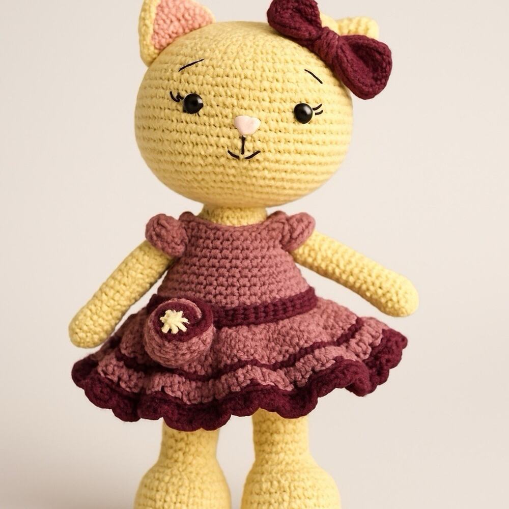 Handmade Cat Kitty Crochet Doll Amigurumi Unique Adorable Gift 16”